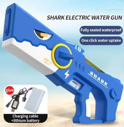 Shark Electric Water Gun Large Capacity Automatic Water Absorption Water Gun Continuous Firing Watergun Summer Pool Play Toy - MarvelouStoree