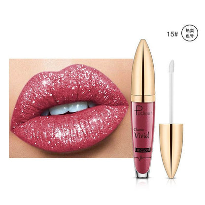 Pudaier matte pearl gloss lip gloss does not stick to cup lip glaze, develops color, liquid lipstick, and lip gloss - MarvelouStoree