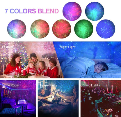 Laser Galaxy Starry Sky Projector Rotating Water Waving Night Light Led Colorful Nebula Cloud Lamp Atmospher Bedroom Beside Lamp