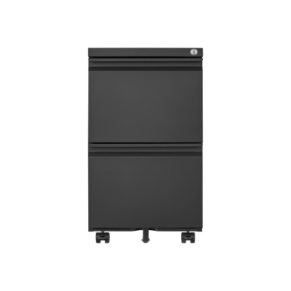 Metal 2 drawer mobile file cabinet with lock, 25.6-inch high legal/letter size file storage cabinet black - MarvelouStoree