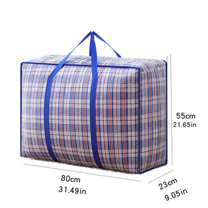 1PC foldable moving bag Large capacity woven bag snakeskin bag Waterproof portable mobile bag blue