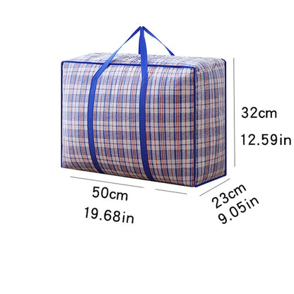 1PC foldable moving bag Large capacity woven bag snakeskin bag Waterproof portable mobile bag blue