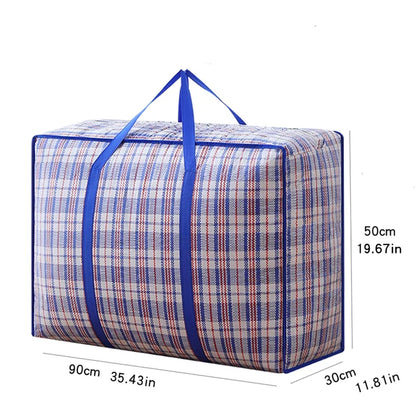 1PC foldable moving bag Large capacity woven bag snakeskin bag Waterproof portable mobile bag blue