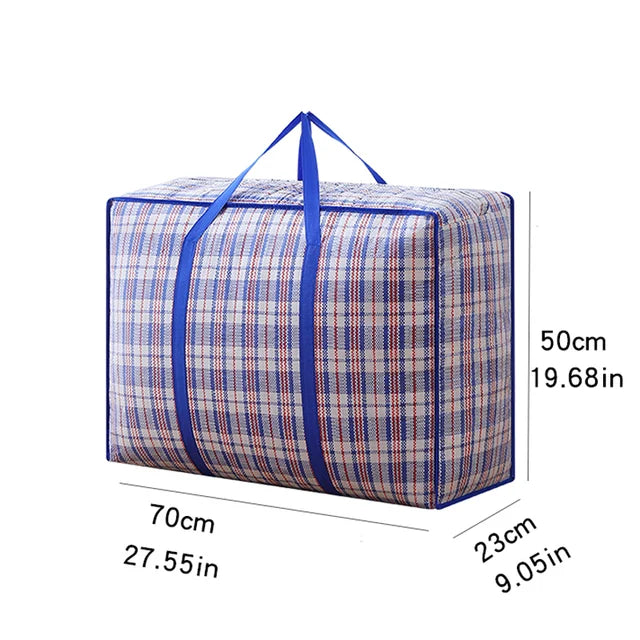 1PC foldable moving bag Large capacity woven bag snakeskin bag Waterproof portable mobile bag blue