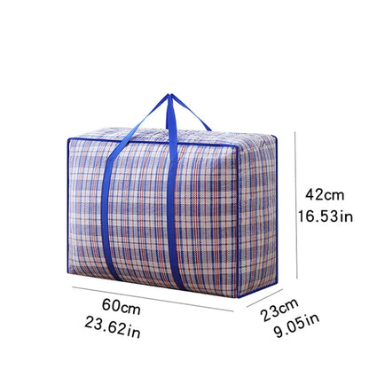 1PC foldable moving bag Large capacity woven bag snakeskin bag Waterproof portable mobile bag blue