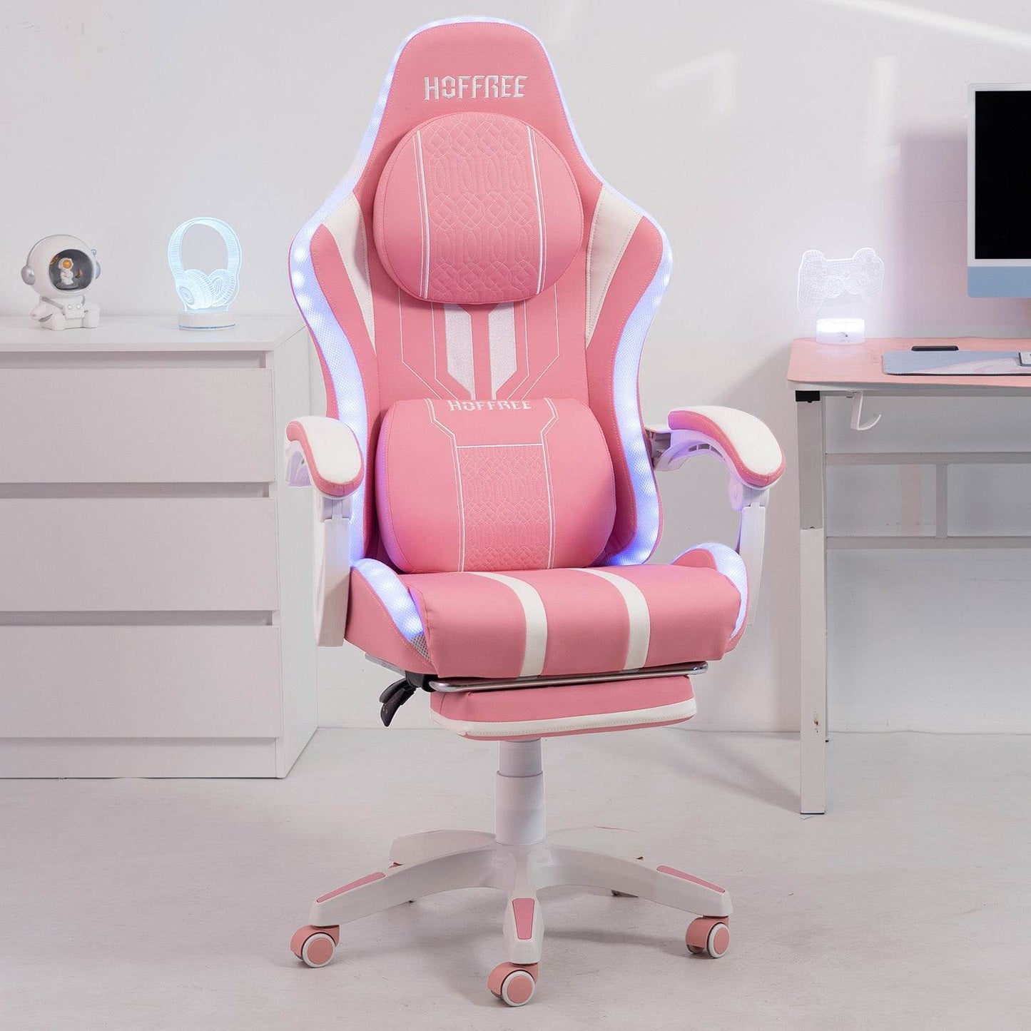 Ergonomic RGB Massage Gaming Chair w/ bluetooth Speakers Footrest Office Chair - MarvelouStoree