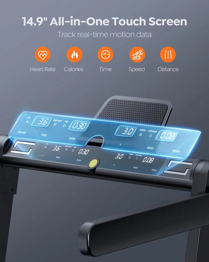 2 in 1 Foldable Treadmill for Home, Treadmill with 12 HIIT Modes, Workout APPs and Touch Screen, 2.5HP Walking