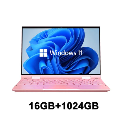 2 in 1 Laptop 14.1 Inch Touch Screen 360° Flip Notebook Intel Celeron N95 Windows11 Pro 16GB DDR 1TB SSD Aluminum Alloy Body