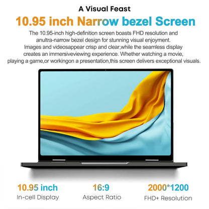 2 in 1 Laptop 14.1 Inch Touch Screen 360° Flip Notebook Intel Celeron N95 Windows11 Pro 16GB DDR 1TB SSD Aluminum Alloy Body