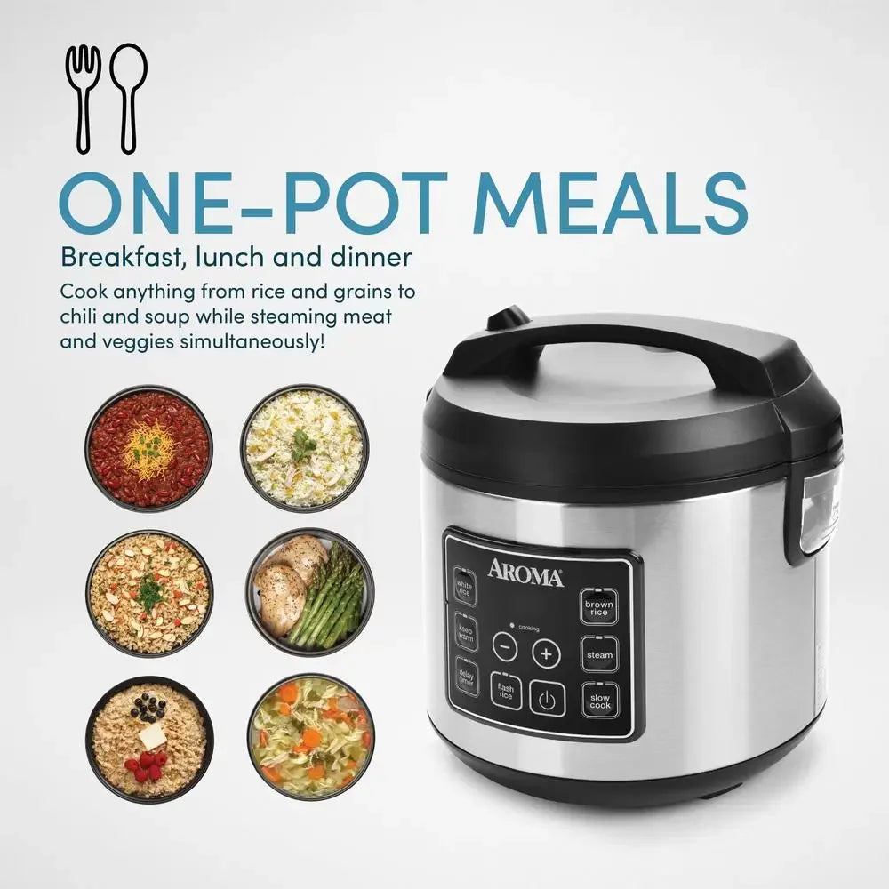 20-Cup Programmable Rice Cooker Steamer Digital Controls Nonstick Interior ARC-5100SB