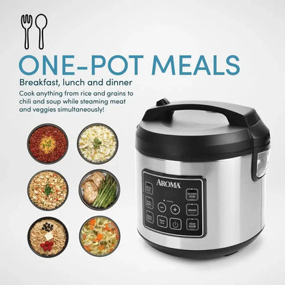 20-Cup Programmable Rice Cooker Steamer Digital Controls Nonstick Interior ARC-5100SB