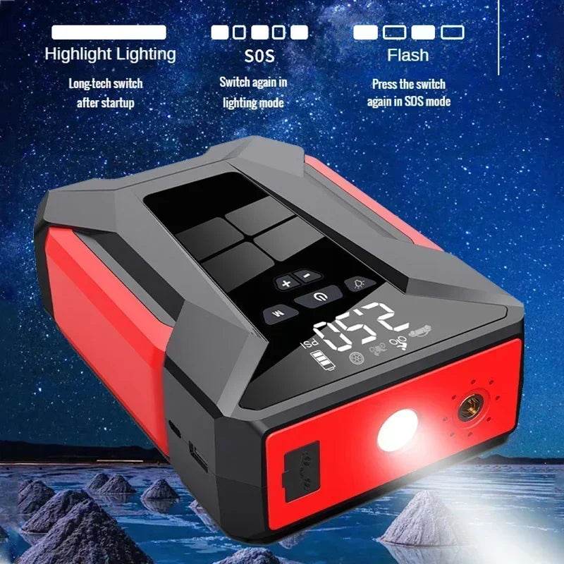 2000A Car Jump Starter Air Pump Multi-Function4In1 Air Compressor Power Bank Car Battery Starter Starting Auto Tyre Inflator - MarvelouStoree