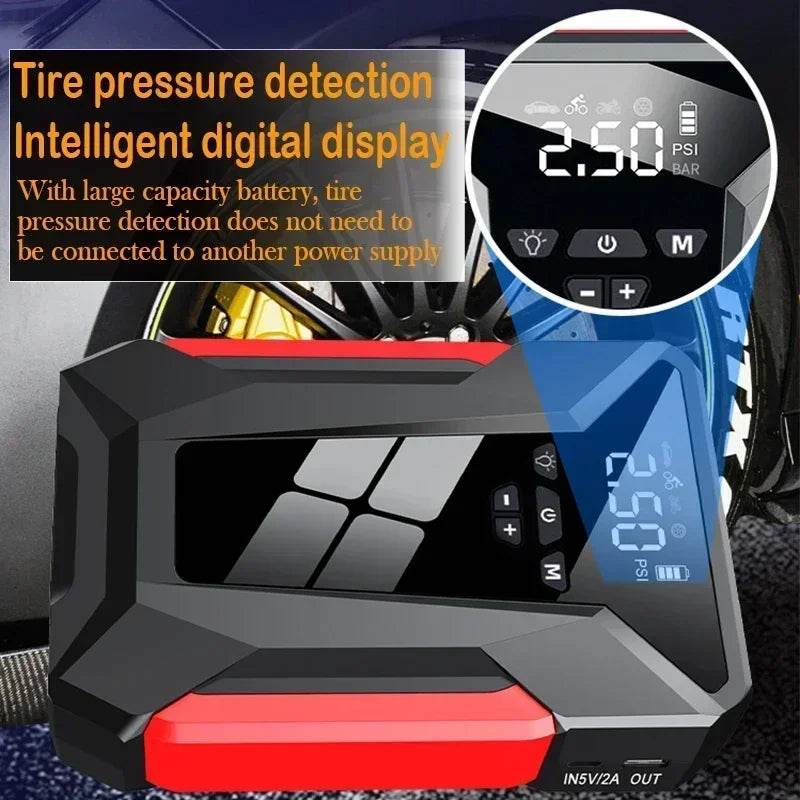 2000A Car Jump Starter Air Pump Multi-Function4In1 Air Compressor Power Bank Car Battery Starter Starting Auto Tyre Inflator - MarvelouStoree