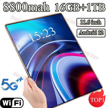 2024 5G Brand New 11.6 inch Tablet Android 12.0 8800mAh 16GB RAM 1TB ROM Wifi 10 Core Tablets PC Network Global - MarvelouStoree