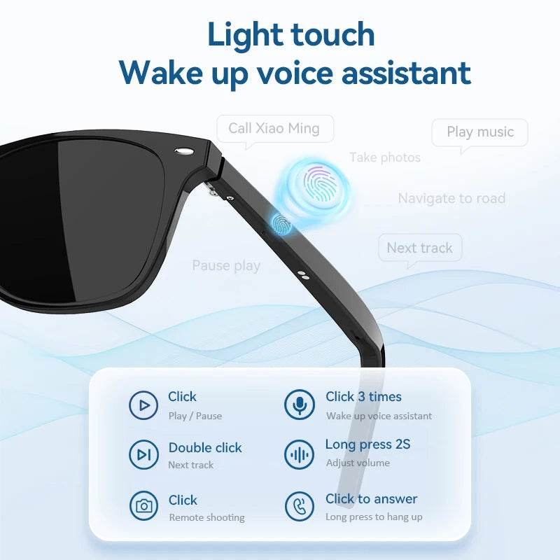 2024 G05 Smart Glasses Open Ear Music Hands-Free Calling Stereo Sound Wearable Headsets Smart Sports Anti-Blue Light Sunglasses - MarvelouStoree