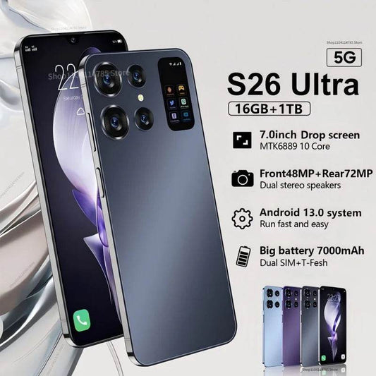 2024 Global Version S26 Ultra Original Mobile Phones android smartphone 5G 7.0inch HD 16+1T Cell phone 7000mAh 48+72MP Dual Sim - MarvelouStoree