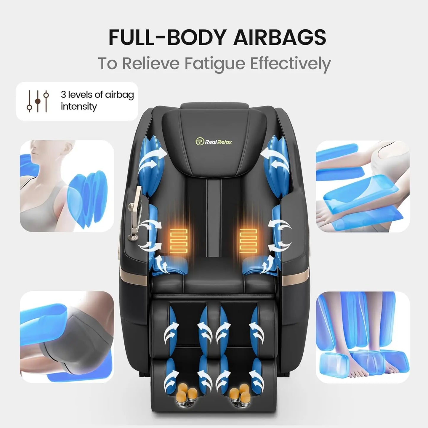 2024 Massage Chair Zero Gravity Full Body Airbags, 8 Fixed Points Massage Rollers with 6 Auto Modes, Bluetooth, Foot Rollers