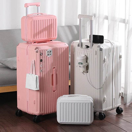 2024 New Durable Luggage Sets PC+ABS Spinner Wheel Suitcase TSA Lock USB Charging Women Men Carry-On Boarding Travel 20/24/26/28 - MarvelouStoree