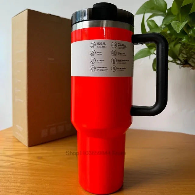 2024 New  Handle Straw Lid Stainless Steel 30oz/40oz Vacuum Insulated Car Mug Double Wall Thermal Iced Travel Cup