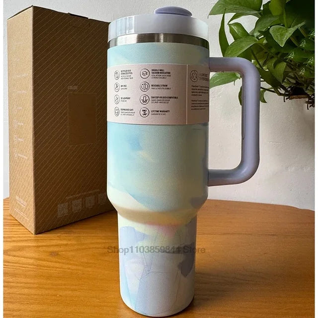 2024 New  Handle Straw Lid Stainless Steel 30oz/40oz Vacuum Insulated Car Mug Double Wall Thermal Iced Travel Cup