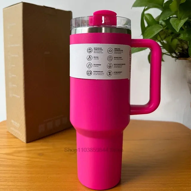 2024 New  Handle Straw Lid Stainless Steel 30oz/40oz Vacuum Insulated Car Mug Double Wall Thermal Iced Travel Cup