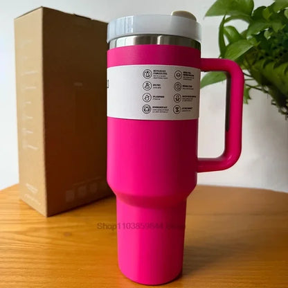 2024 New  Handle Straw Lid Stainless Steel 30oz/40oz Vacuum Insulated Car Mug Double Wall Thermal Iced Travel Cup