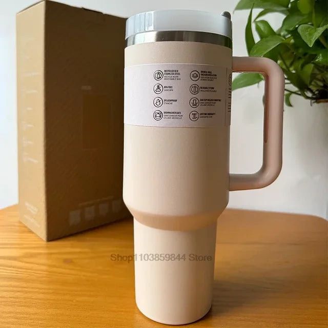 2024 New  Handle Straw Lid Stainless Steel 30oz/40oz Vacuum Insulated Car Mug Double Wall Thermal Iced Travel Cup