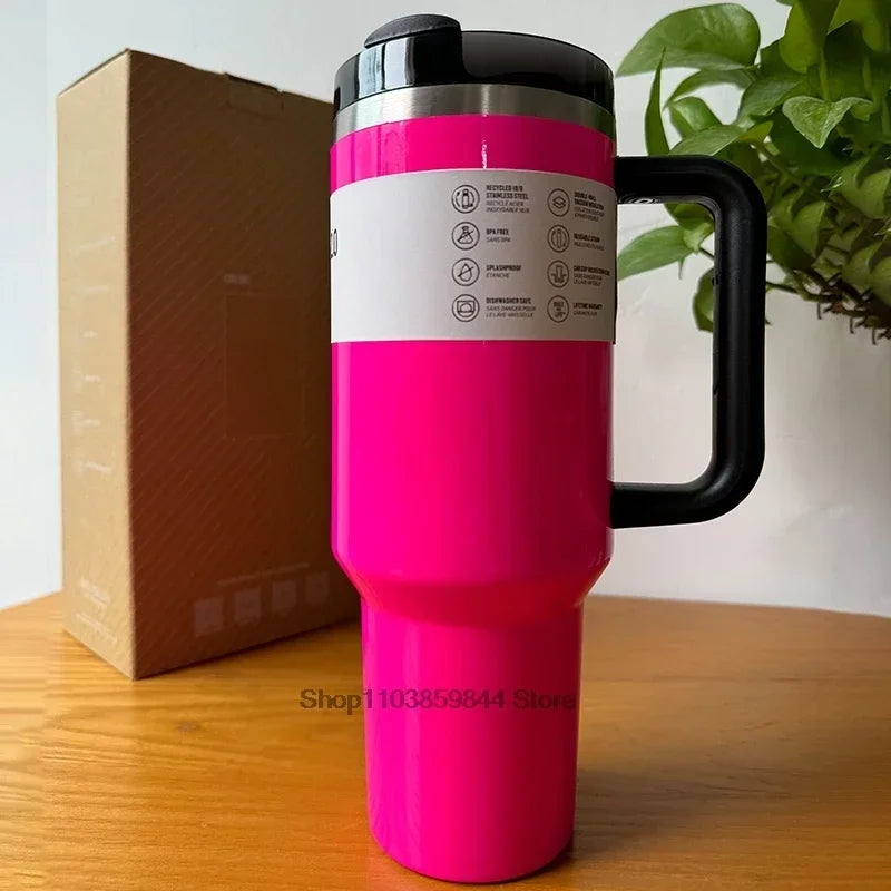 2024 New  Handle Straw Lid Stainless Steel 30oz/40oz Vacuum Insulated Car Mug Double Wall Thermal Iced Travel Cup