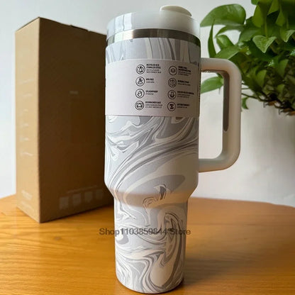 2024 New  Handle Straw Lid Stainless Steel 30oz/40oz Vacuum Insulated Car Mug Double Wall Thermal Iced Travel Cup