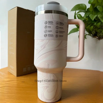 2024 New  Handle Straw Lid Stainless Steel 30oz/40oz Vacuum Insulated Car Mug Double Wall Thermal Iced Travel Cup