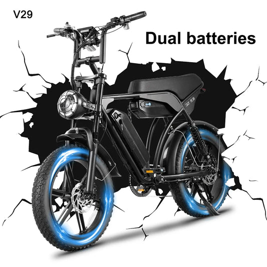 2024 New V29 1000W 48V 30AH Dual battery hydraulic brake electric bicycle Integrated whe City electric bike Snow 20*4.0 fat tire