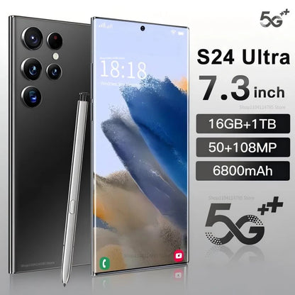 2024 Original Global Version S24 Ultra Mobile Phones 7.3inch HD smartphone 5G 16+1T 6800mAh Cellphones 50+108MP Camera Dual Sim