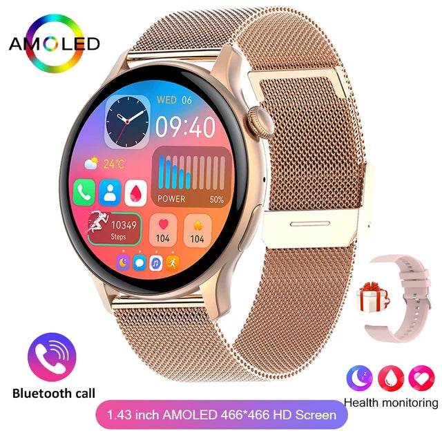 2024 True AMOLED Smart Watch Ladies Screen Always Show Time 466*466 HD Health Tracker Voice Calling Smartwatch Women For Xiaomi - MarvelouStoree