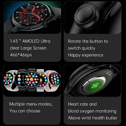 2024 True AMOLED Smart Watch Ladies Screen Always Show Time 466*466 HD Health Tracker Voice Calling Smartwatch Women For Xiaomi - MarvelouStoree