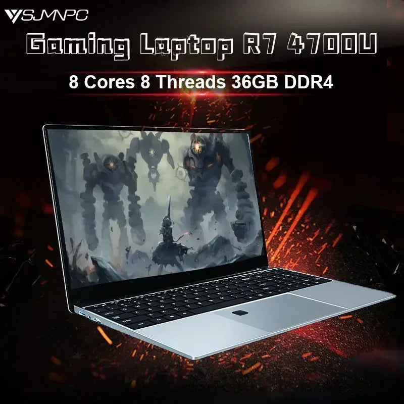 2024 Ultrabook Laptop 15.6 inch AMD R7 4700U/R5 4500U Backlit Keyboard Windows 36GB DDR4 2TB Fingerprint Unlock Gaming Notebook