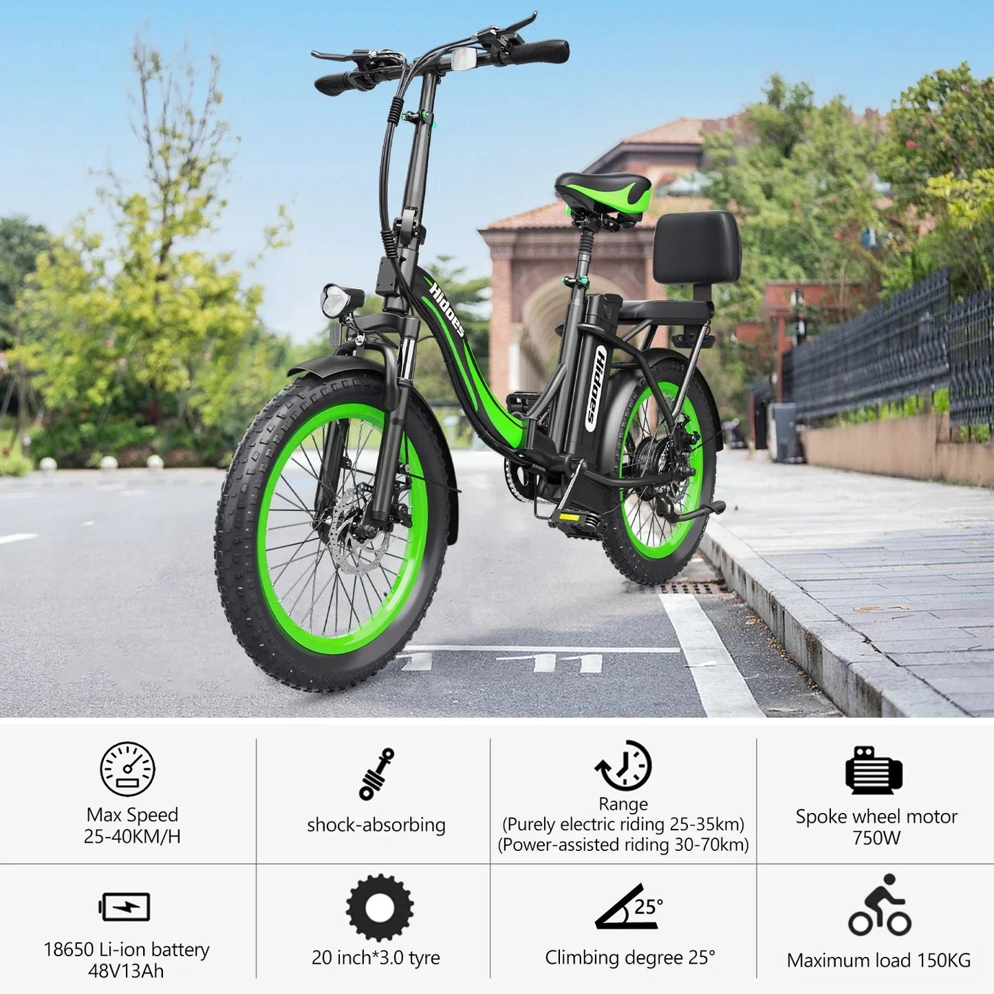 2024 Upgraded UL2849 bike 20 Inch Electric Hybrid Bike 750W Cycle E-Bike Hidoes C1 Ebike 48v Cheap Electric Bicycle