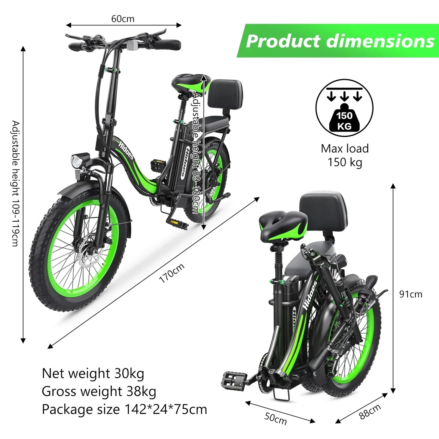 2024 Upgraded UL2849 bike 20 Inch Electric Hybrid Bike 750W Cycle E-Bike Hidoes C1 Ebike 48v Cheap Electric Bicycle