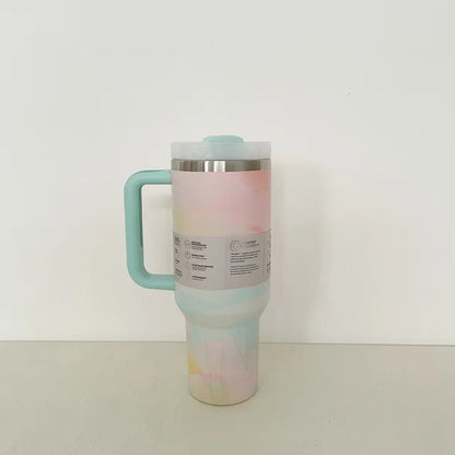 2024 alça tampa de palha acero inoxidable 30oz/40oz caneca de carro isolada a vacuo parede dupla térmica copo de viagem gelado