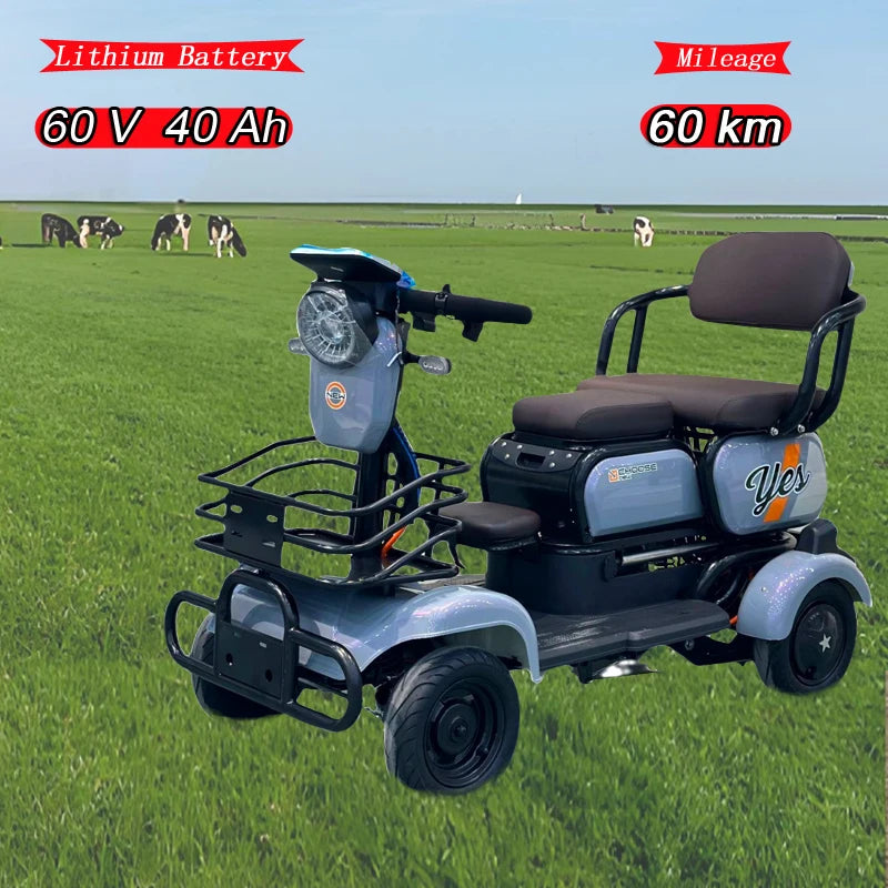 2024 electric four-wheeler 60V battery life 60KG electric vehicle elderly scooter battery car