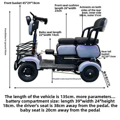 2024 electric four-wheeler 60V battery life 60KG electric vehicle elderly scooter battery car