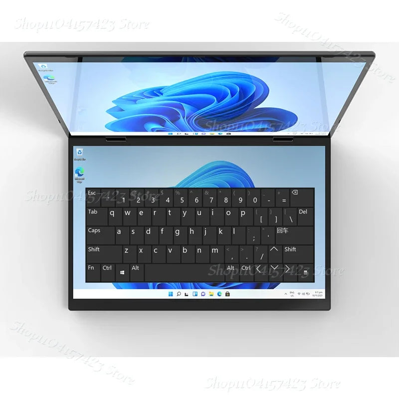 2025 Dual Screen Laptop 14+14 Inch 2K Touch Screen Notebook 16GB Intel N95 CPU 360 Degree Flip Metal Case 2 in 1 Laptop Computer