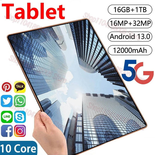 2025 Original 12.0 Inch Network Android 13.0 Tablet PC 16GB RAM 1TB ROM 32MP 10Core 12000mAh Tablet 4G/ 5G Wifi Tablet - MarvelouStoree