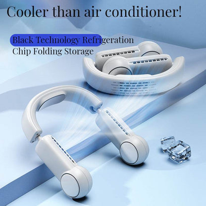 New Hanging Neck Fan Can Accommodate Hand-Held USB Mini Fan Without Leaf Lazy Cooling Hanging Neck Fan - MarvelouStoree