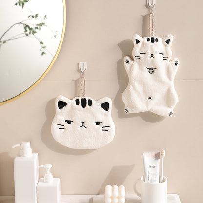 Cat hand towel cloth hanging towel cute kitchen absorbent hair off children wash their hands wipe sassafras dry handkerchief