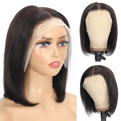 Front Lace Wig Headband Real Human Hair 13 * 4 Bob Wig Straight Human Hair - MarvelouStoree