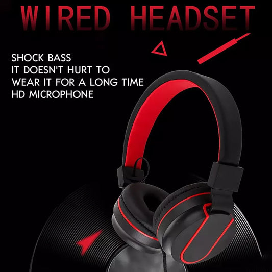 Head mounted wired earphones for e-sports, chicken eating, with microphone for phone and computer calls, universal earphones for gaming