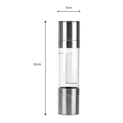 Pepper Grinder 2 in 1 Stainless Steel Manual Salt Pepper Mill Grinder Seasoning Grinding for Cooking Restaurants - MarvelouStoree