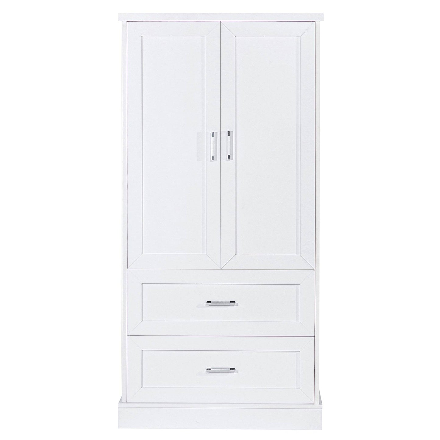 Tall Bathroom Storage Cabinet, Cabinet with Two Doors and Drawers, Adjustable Shelf, MDF Board, White - MarvelouStoree