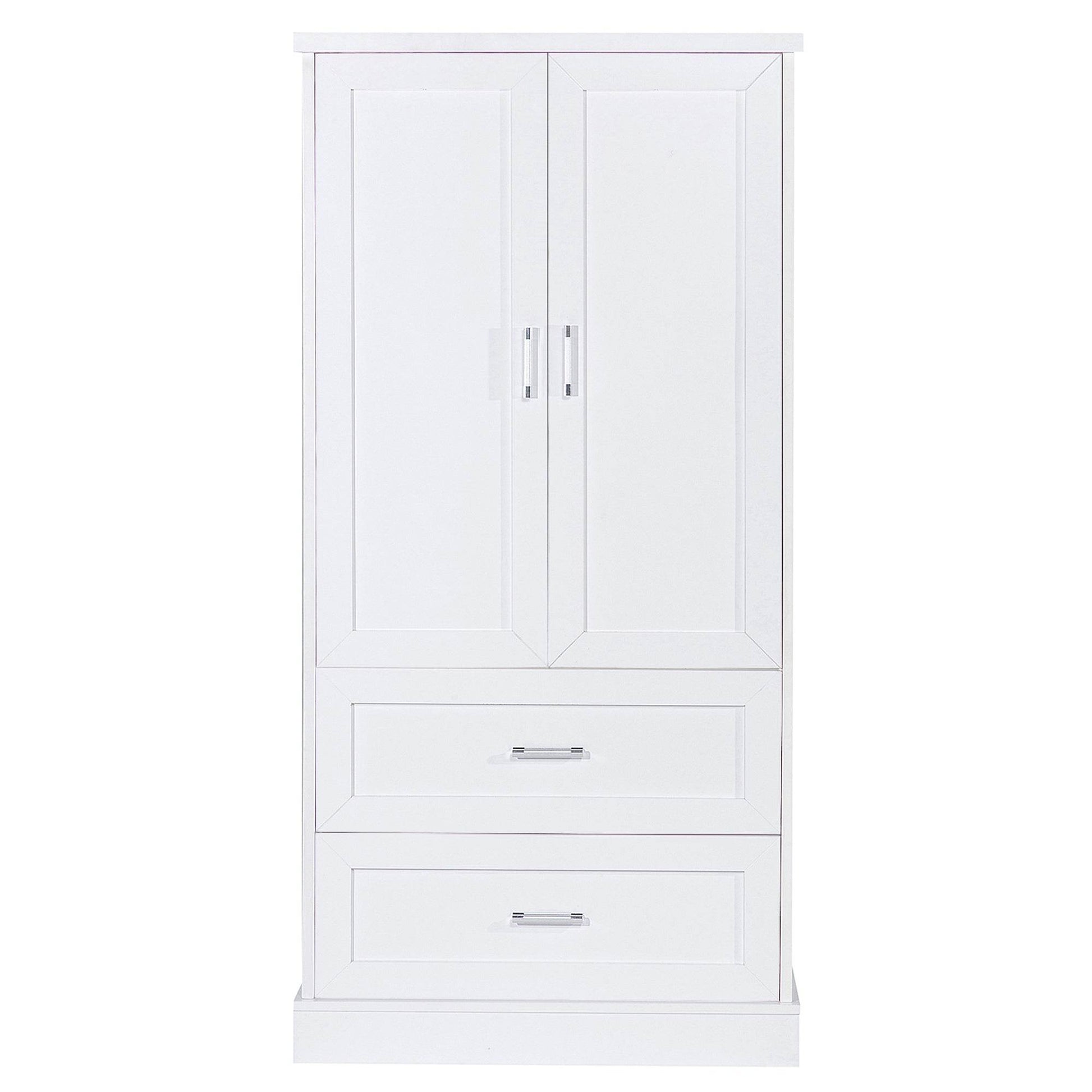 Tall Bathroom Storage Cabinet, Cabinet with Two Doors and Drawers, Adjustable Shelf, MDF Board, White - MarvelouStoree