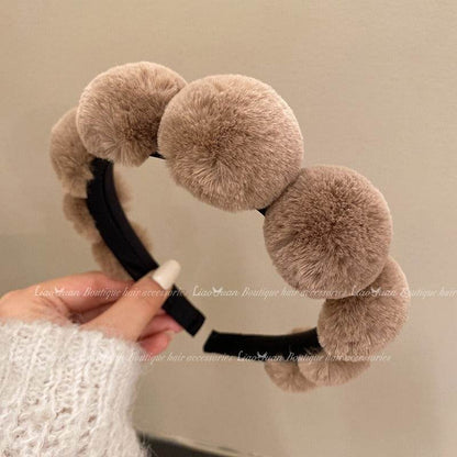 Retro plush hair hoop women's headband compression headband accessories - MarvelouStoree